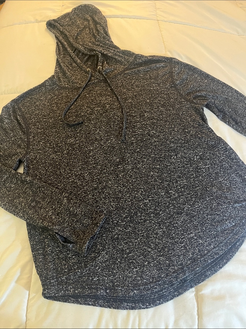 Old Navy Cozy Heathered Black Hooded Athletic Women's Jersey